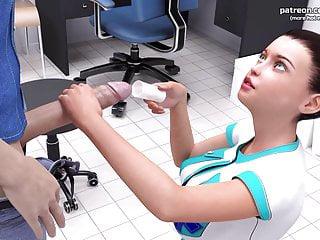 Heiße Krankenschwester mit dicken Titten bläst den Schwanz
